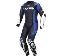 Ixon Vortex 3 1-Piece Motorcycle Leather Suit, black-white-blue, size L for Men