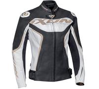 Ixon Ladies Trinity Motorcycle Motorbike Leather Jacket - White / Black / Gold