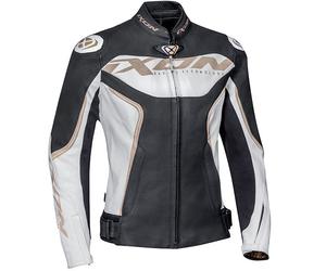 Ixon Ladies Trinity Motorcycle Motorbike Leather Jacket - White / Black / Gold