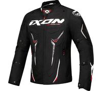 Ixon Roadstar Waterproof Motorcycle Textile Jacket, black-white-red, size M for Men
