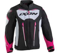 Ixon Striker Air L Kids Motorcycle Textile Jacket, black-white-pink, size 12 years