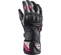 Ixon Thund Ladies Motorcycle Gloves, black-white-pink, size L for Women