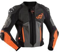 Ixon Vendetta Evo Motorcycle Leather Jacket, black/grey/orange, size 3XL