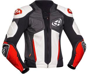 Ixon Vendetta Evo Motorcycle Leather Jacket, black-white-red, size M for Men
