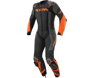 Ixon Vortex 3 1-Piece Motorcycle Leather Suit, black-grey-orange, size L for Men