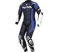 Ixon Vortex 3 1-Piece Motorcycle Leather Suit, black-white-blue, size M for Men