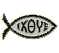 IXOYE Jesus Fish - Jesus Christ, Son of God, Savior - 1" Hat or Lapel Pin - Multi - One size