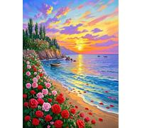 IXPIAOLI 5D Diamond Painting Kits for Adults,Diamond Art, Full Drill Paint with Diamonds for Bathroom Restroom Wall Decor Gift (Flower Sea)