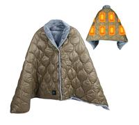 IXPIUZB Electric Heated Blanket Wearable Cover-Purpose Shawl Warm USB Heating, Cordless Heated Blanket Battery Operated 3 Levels 8 Heating Panels, Comes with Drawstring Storage Bag (Khaki)