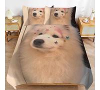 IXPLPPZJ Samoyed Durable Weave Texture Light Structure Easy Fit Sleep Time Duvet Cover Sets for Homes