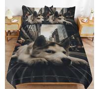 IXPLPPZJ Siberian Husky Quick Clean Structure Long Wear Fit Minimal Surface Duvet Cover Sets Practical Bedding