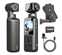 IXROAD 4K Body Camera with Audio and Video, POV/Pocket/Vlog/Travel Camera with 270° Rotatable Lens, Sports Action Cam with External Microphone, Clip and 64GB TF Card