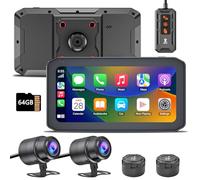IXROAD Motorbike Dash Cam with CarPlay and Android Auto, 2K Motorcycle Camera Front and Rear, 6.25" Touch Screen with GPS, TPMS, Sat Nav, Wired Remote, 64GB TF Card