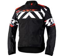 IXS Rapid-STX 2.1 Stripe, textile jacket waterproof 5XL Black/Light Grey/Red