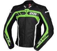 IXS Sport RS-600 1.0 Motorcycle Leather Jacket, black-white-green, size 54