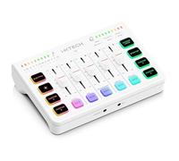 IXTECH Gaming Audio Mixer 4 Channel Soundboard, Streaming RGB PC Audio Interface with XLR Microphone Support, Audio Equalizer for Gaming Podcast Streaming Karaoke, Individual Volume Controls (White)