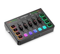 IXTECH Gaming Audio Mixer - 4-Channel Soundboard with RGB & XLR Microphone Support, PC Audio Interface with Equalizer for Gaming, Podcast, Streaming & Karaoke, Individual Volume Control (Black)