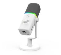 IXTECH Gaming USB Microphone for PC, Noise Cancellation Condenser Mic for Podcasts and Video Streaming with Tripod Stand, Pop Filter, Shock Mount, Gain Control, RGB Lights, Quiet Mute Button (White)