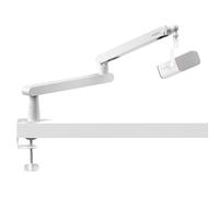 IXTECH Low Profile Microphone Boom Arm White for Blue Yeti, Shure SM7B, HyperX QuadCast - Adjustable 360° Mic Arm Desk Mount with Cable Management