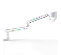 IXTECH RGB Low Profile Boom Arm for Mic, Adjustable Microphone Arm Stand with Desk Mount Clamp, Rotatable Microphone Boom Arm Mic Stand with Cable Management for Podcast Streaming Gaming Studio (Whte)