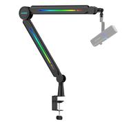IXTECH RGB Mic Boom Arm High Profile, Overhead Boom Arm Microphone Stand Desk Mount, Adjustable Microphone Stand with Desk Mount, Mic Arm for Live Streaming Gaming Podcasting Recording (Black)