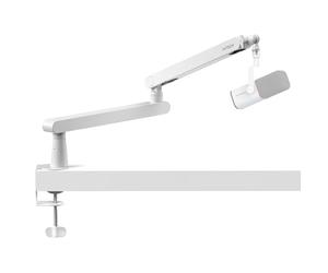 IXTECH White Microphone Boom Arm Stand Low Profile Boom Arm Adjustable Mic Stand with Built In Cable Management 360° Swivel Mic Arm.