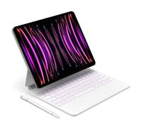 IXTRA Magic iPad Keyboard Case for iPad Air 13 inch M3/M2 2025/2024, iPad Pro 12.9 inch 6th/5th/4th/3rd Gen, Slim Magic Keyboard Case with Floating Cantilever Stand Trackpad 7 Color Backlit, White