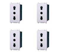IXTRIMA 2 Way Socket Compatible with Plana 2P+T 10/16A 250V Colour White EV2001 Kit 4 Pieces