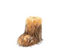 IXU Women's Faux Fur Boot Furry Fluffy Round Toe Suede Snow Winter Women Boots Comfy Plush Warm Short Outdoor Indoor Flat Shoes Mid-Calf Boots, Brown, 6 UK