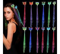 IXWQ 4 Pcs LED Flashing Light Butterfly Hair Clip Braid Optical Fibber Hairpin Decor Girl,Kids and Women Party Favours For Dark Music Festivals Party Neon Rave (Multicolor) (4)
