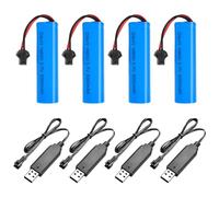 IXYHKB 4 PCS 3.7 V 1800MAH Lithium Ion Battery, Rechargeable Lithium Batteries with 4 Usb Charger SM-2P Plug Connector, Universal Li-ion Battery 3.7v for Remote Control Cars Tanks Robots