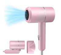 IXYHKB Hair Dryer Travel, Small Foldable Hair Dryer, Fast Drying Ionic Hairdryer, Blow Dryer with Hot/Cold Button, Portable Travel Hairdryer, Lightweight Hair Dryer for Women, Men, Home, Salon (Pink)