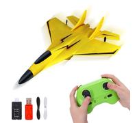 IXYHKB RC Airplane, 2 Channel RC Plane Ready to Fly, 2.4GHz Remote Control Airplane, RC Planes with LED Light, Remote Control Wireless airplane Toy for Adult Beginners (Yellow)