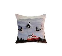 Iyan Soft Furnishing Cushion Cover Christmas Design - Santa Clause and House - XMAS Festive - Car Floor Sofa Bed Home Decor Pillow Cover - Decorative Square 40 X 40 cm - Throw Sham Case