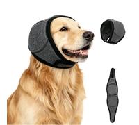 iYanoc Dog Head Wrap，Quiet Ears for Dog Anxiety, Waterproof Calming Hood No Shake Ear Snood, Noise Protection Ear Muffs for Thunder Fireworks（Grey, Large）