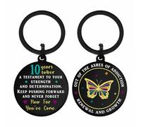 iyaone 10 Years Sobriety Gifts - Inspirational 10 Years Sober Keyring - 10 Years Sober Gifts for Men Women - 10 Years Recovery Gifts for Sober Anniversary