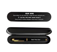 iyaone Best Mum Ever Luxury Pen Gift Set with Black and Gold Finish, Sentimental Message Case, 5.5 Inch Writing Instrument for Mother''s Day