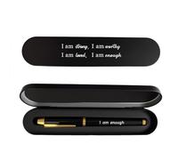 iyaone Inspirational Gift, Self Love Affirmation Pen - I Am Enough Engraved Pen, Positive Affirmation Gift for Women Men, Motivational Quote Metal Box