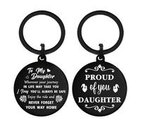 iyaone Proud of You Daughter Gifts - Daughter Engraved Keychain - Daughter Birthday Christmas Graduation Gifts from Mum and Dad