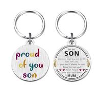 iyaone Son Gifts from Mum - Proud of You Son Keychain - Son Graduation Gift - Never Forget Your Way Back Home Key Ring
