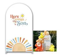 Iydamc Here Comes The Son Arch Backdrop Cover 6FT Boho Sunshine Arch Spandex Cover for Welcome Little Man Baby Shower Party Decoration (Only Cover)