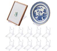 IYEREER 12 Pcs Clear Acrylic Adjustable Card Display Easel Stands | Mini small display holders, suitable for trading cards, sports cards, medals, photos, mobile phones and magnetic card display