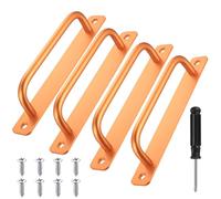 IYEREER 4 Pcs Gold Sliding Door Handles, Aluminum Alloy Pull Push Door HandlesGarden Gate Handles for Wooden Gates Garage Shed Barn Bathroom Kitchen Cabinet Cupboard Handleswith Metal Plates(180mm)