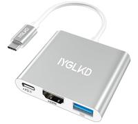 IYGLKD USB C to HDMI Adapter, 3 in 1 Type C to 4K HDMI Adapter with 100W PD USB 3.0 Port with OTG Function Multiport Digital AV Converter for USB C Phones 15 16, Tablets, iPad Pro, Laptops