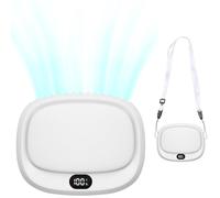 iYInJuan Portable Fan, Mini USB Handheld Fan, 5 Adjustable Speed, 1800mAh Rechargeable, with LED Display and Lanyard, for Home Office Travel Camping (White)