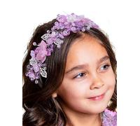 IYOU Communion Wedding Headpiece Purple Daisy Flower Headband Crystal Leafs Birthday Bridal Hair Accessories for Girls