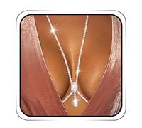 IYOU Crystal Body Chain for Women Sparkly Rhinestone Silver Bra Chains Nightclub Party Chest Chain