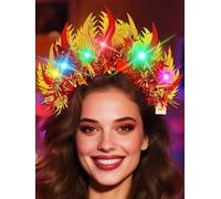 IYOU Fire Light Up Headband Gold Leaf Led Headpiece Flashing Carnival Rave Hair Accessories for Women