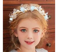 IYOU Flower Girl Hair Accessories Gold Pearl Headband Bridal Babys Breath Crystal Hair Vine for Princess Flower Girls and Bridesmaid