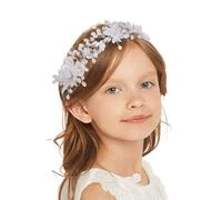 IYOU Flower Girl Headpiece Silver Crystal Headbands Leaf Birthday Communion Wedding Hair Accessories for Girls
